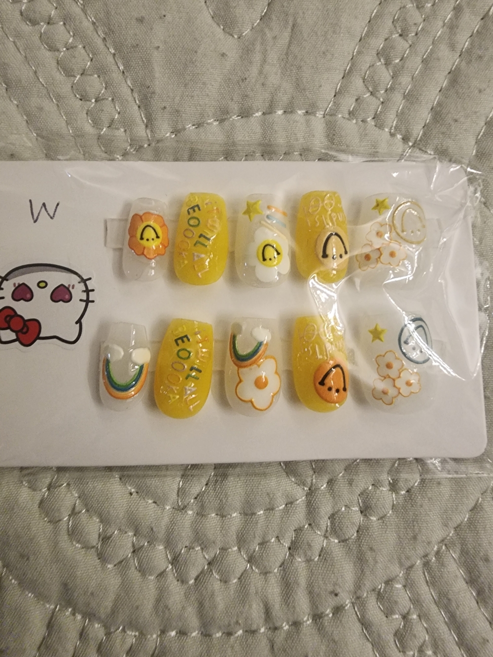 Yellow Daisy & Rainbow Press-On Nail Set